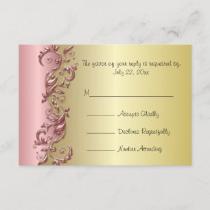 RSVP Elegant Rose Mauve & Mariage Gold Florid