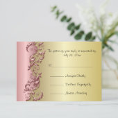 RSVP Elegant Rose Mauve & Mariage Gold Florid (Debout devant)