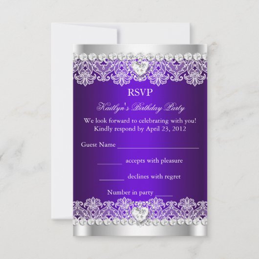 RSVP Elegant Royal Purple Lace Soie Anniversaire (Devant)