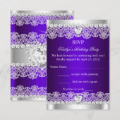RSVP Elegant Royal Purple Lace Soie Anniversaire (Devant / Derrière)