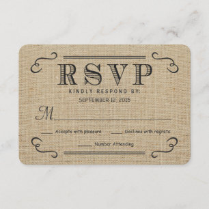 RSVP Elegant Rustic Burlap Wedding Reply Cards Kaartje