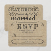 RSVP Elegant Rustic Burlap Wedding Reply Cards Kaartje (Voorkant / Achterkant)