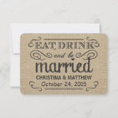 RSVP Elegant Rustic Burlap Wedding Reply Cards Kaartje (Achterkant)