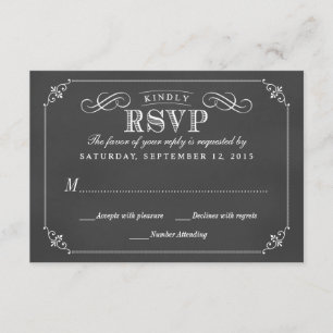 RSVP Elegant Rustic Chalkboard Wedding Kaartje