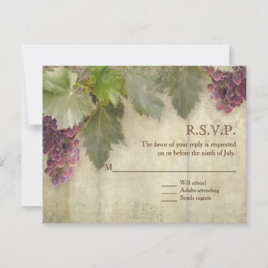 RSVP Elegant Rustic Vineyard Mariage (Devant)
