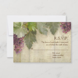 RSVP Elegant Rustic Vineyard Winery Wedding Kaartje