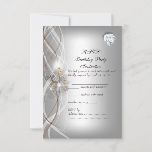 RSVP Elegant Silver Gold Champagne Anniversaire (Dos)