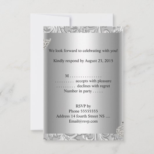 RSVP Elegant Silver White Swan Birthday Party (Achterkant)