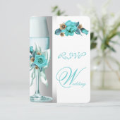RSVP Elegant Wedding Blauwgroen White Beige Roos Kaart (Staand voorkant)