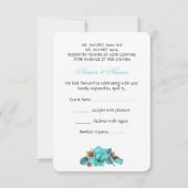 RSVP Elegant Wedding Blauwgroen White Beige Roos Kaart (Achterkant)