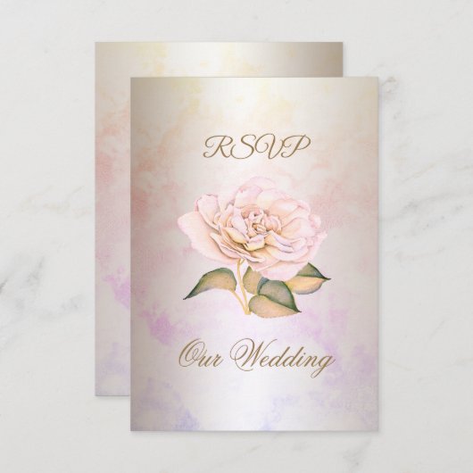 RSVP Elegant Wedding Rose de marbre rose crème (Devant / Derrière)