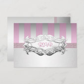 RSVP Elegant Wit Roze Streep Parel Verjaardag 2 (Voorkant / Achterkant)