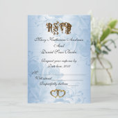 RSVP elegante blauwe satijnen bruiloft Kaart (Staand voorkant)