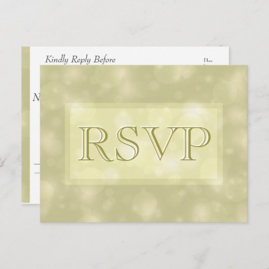 RSVP - Elegante gouden bokeh lampen Uitnodiging Briefkaart (Voorkant / Achterkant)