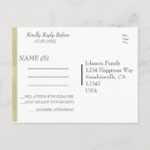 RSVP - Elegante gouden bokeh lampen Uitnodiging Briefkaart (Achterkant)