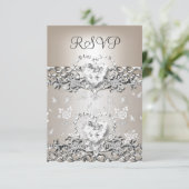 RSVP Elegante Huwelijk Zilveren Crème Diamanten Ha (Staand voorkant)