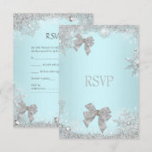 RSVP Elegante Trouw Teal Glitter Zilver Wit (Voorkant / Achterkant)