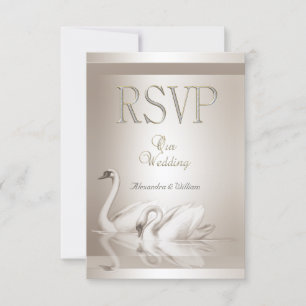 RSVP Elegante Trouw Zwanen Damast Crème Wit Kaartje
