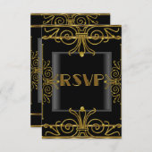 RSVP Elegante Zwart Goud Art Deco 2 (Voorkant / Achterkant)