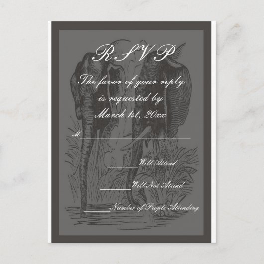 RSVP Elephant Wedding Uitnodiging Briefkaart (Voorkant)