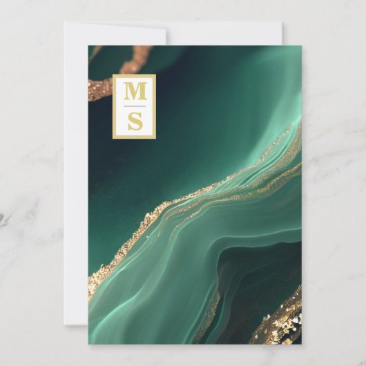 *~ RSVP Emerald Green QR Initialen AR66 bruiloft Kaart (Voorkant)