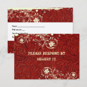 RSVP en cuir rouge et dentelle avec enveloppes (Devant / Derrière)