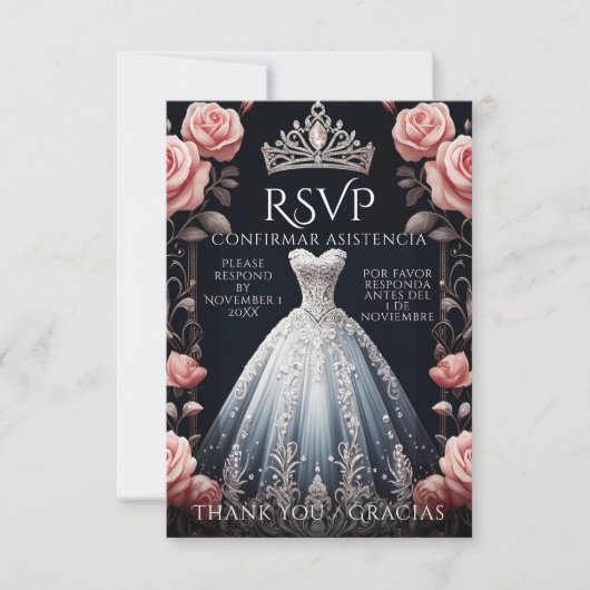 RSVP espagnol Quinceañera Rosas (Devant)