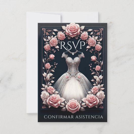 RSVP espagnol Quinceañera Rosas (Devant)