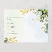 RSVP Eucalyptus Mariage - Watercolor Green Menu (Dos)