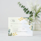 RSVP Eucalyptus Mariage - Watercolor Green Menu (Debout devant)