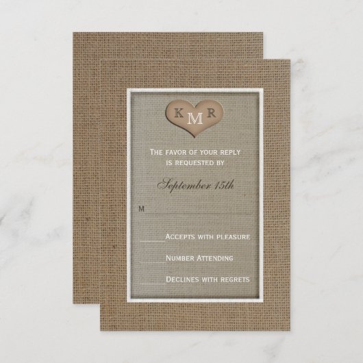 RSVP Faire-part de mariage — Burlap (Devant / Derrière)