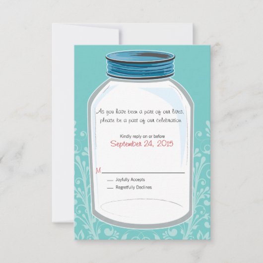 RSVP Fantaisie Mariage Pot Mason (Devant)