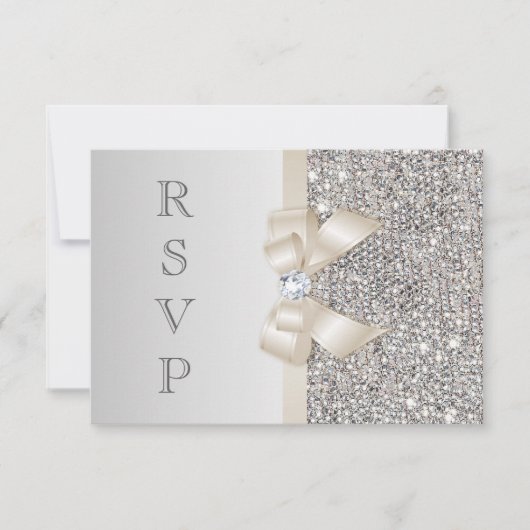 RSVP Faux Argent Paillettes Champagne Clair Nœud (Devant)