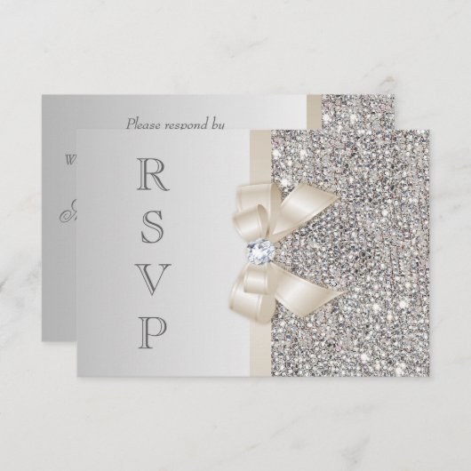 RSVP Faux Argent Paillettes Champagne Léger Nœud (Devant / Derrière)