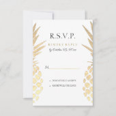RSVP faux feuille d'or ananas mariage tropical (Devant)