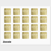 RSVP Faux Gold bruiloft Vierkante Sticker (Vel)