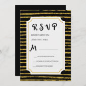 RSVP Faux Gold Foil et Black Faire-part de mariage (Devant / Derrière)