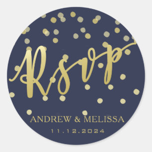 RSVP   Faux gouden penseel Script bruiloft Sticker