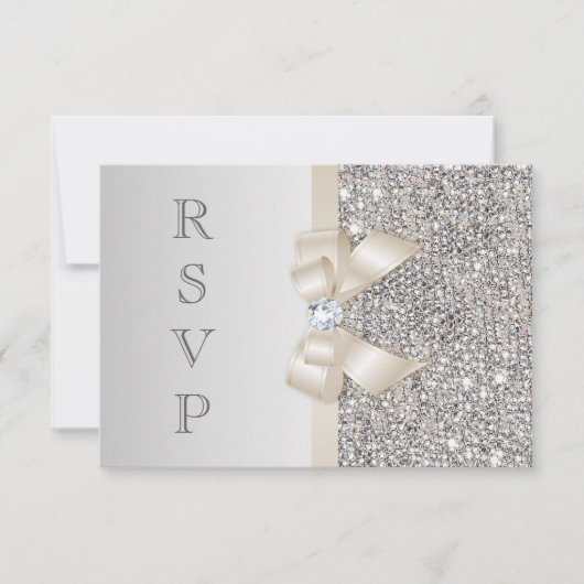 RSVP Faux Sequins Argenté Champagne Clair à Nœud (Devant)