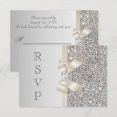 RSVP Faux Sequins Argenté Clair Champagne Nœud (Devant / Derrière)