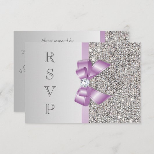 RSVP Faux Silver Sequins Lilac Bow (Devant / Derrière)