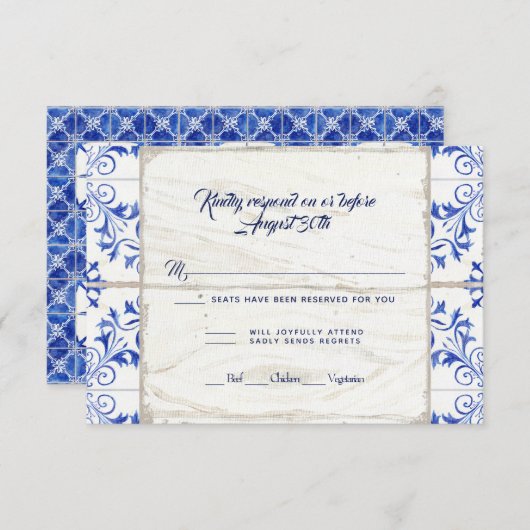 RSVP Ferme Agritole Lapis Bleu Blanc Bois Rustique (Devant / Derrière)