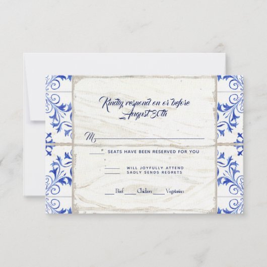 RSVP Ferme Lapis Bleu Blanc Bois Rustique (Devant)