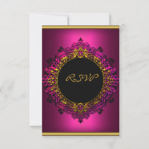 RSVP Fête d'anniversaire élégante Rose foncé Noir 