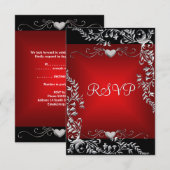 RSVP fête d'anniversaire Noir brillant Rouge profo (Devant / Derrière)