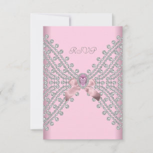 RSVP Fête d'anniversaire Rose Argent Blanc Diamant