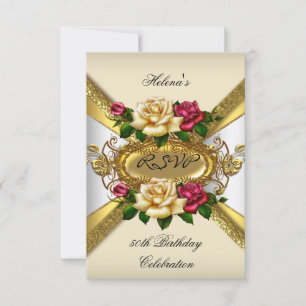 RSVP Fête d'anniversaire Roses Rouge Crème Or 3