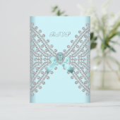 RSVP fête d'anniversaire Turquoise bleu argenté bl (Debout devant)