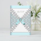 RSVP fête d'anniversaire Turquoise bleu argenté bl (Debout devant)