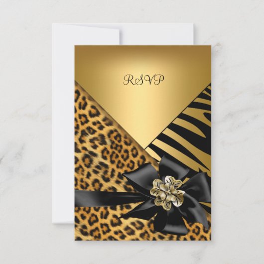 RSVP fête d'anniversaire Zebra Leopard Gold Elegan (Devant)